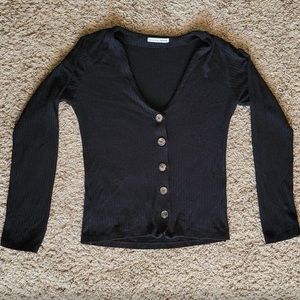 Reformation Button Down Cardigan Top Black Small